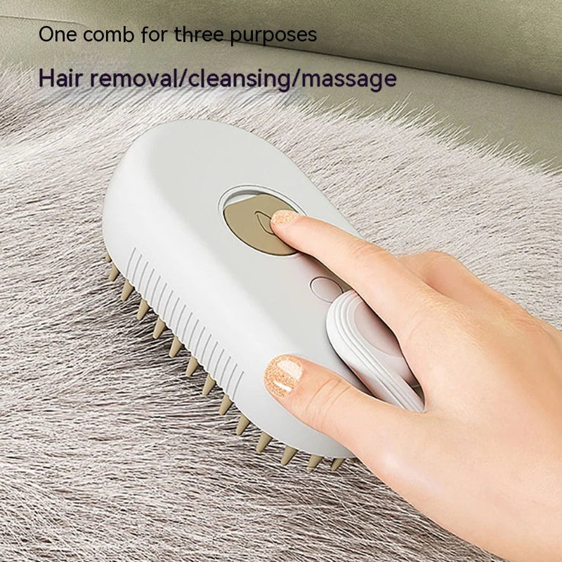 3-in-1 Electric Pet Steam Brush – Grooming, Massage & Hair Removal for Cats & Dogs