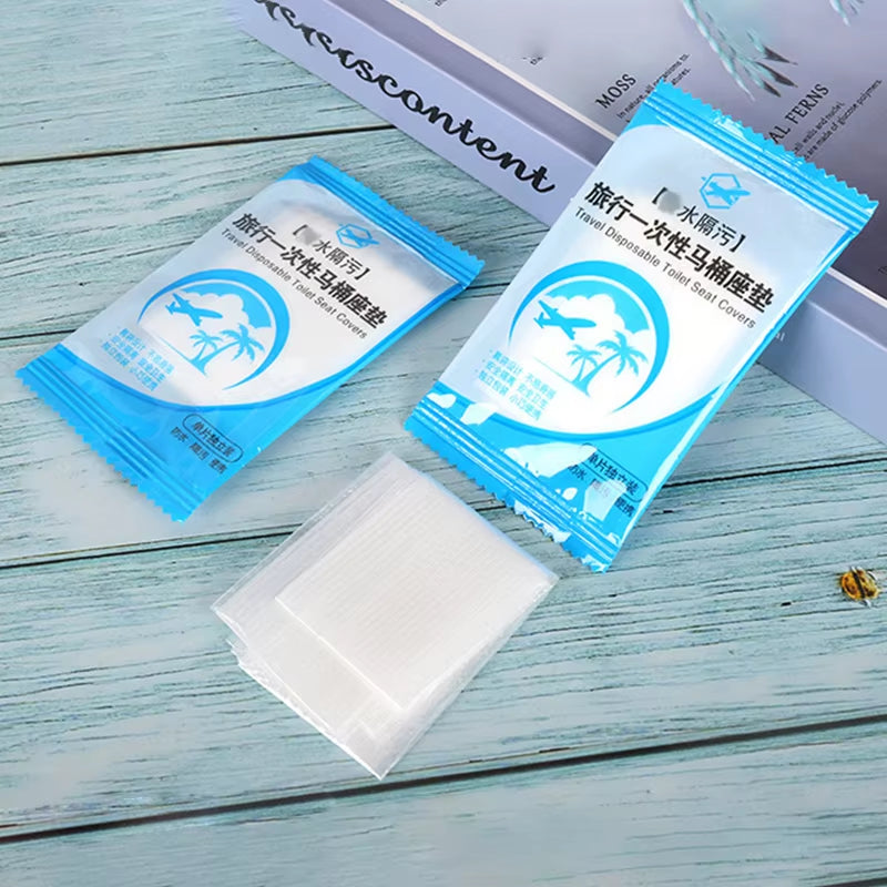 50Pcs Disposable Waterproof Toilet Seat Covers – Non-Slip & Individually Wrapped for Travel & Public Use