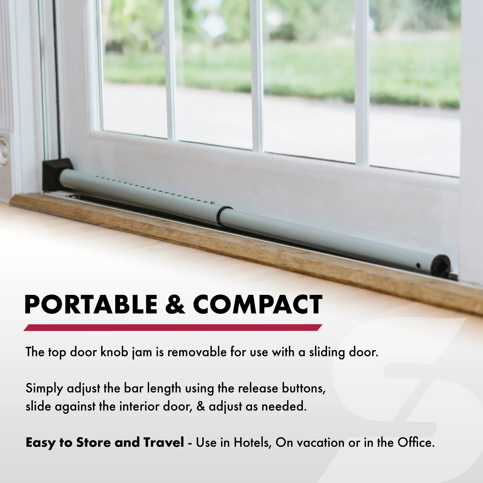 Door Security Bar, Adjustable 2-In-1 Home Security Door Bar