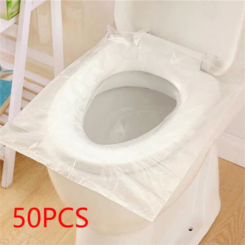 50Pcs Disposable Waterproof Toilet Seat Covers – Non-Slip & Individually Wrapped for Travel & Public Use