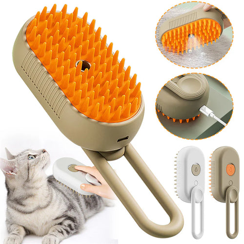 3-in-1 Electric Pet Steam Brush – Grooming, Massage & Hair Removal for Cats & Dogs