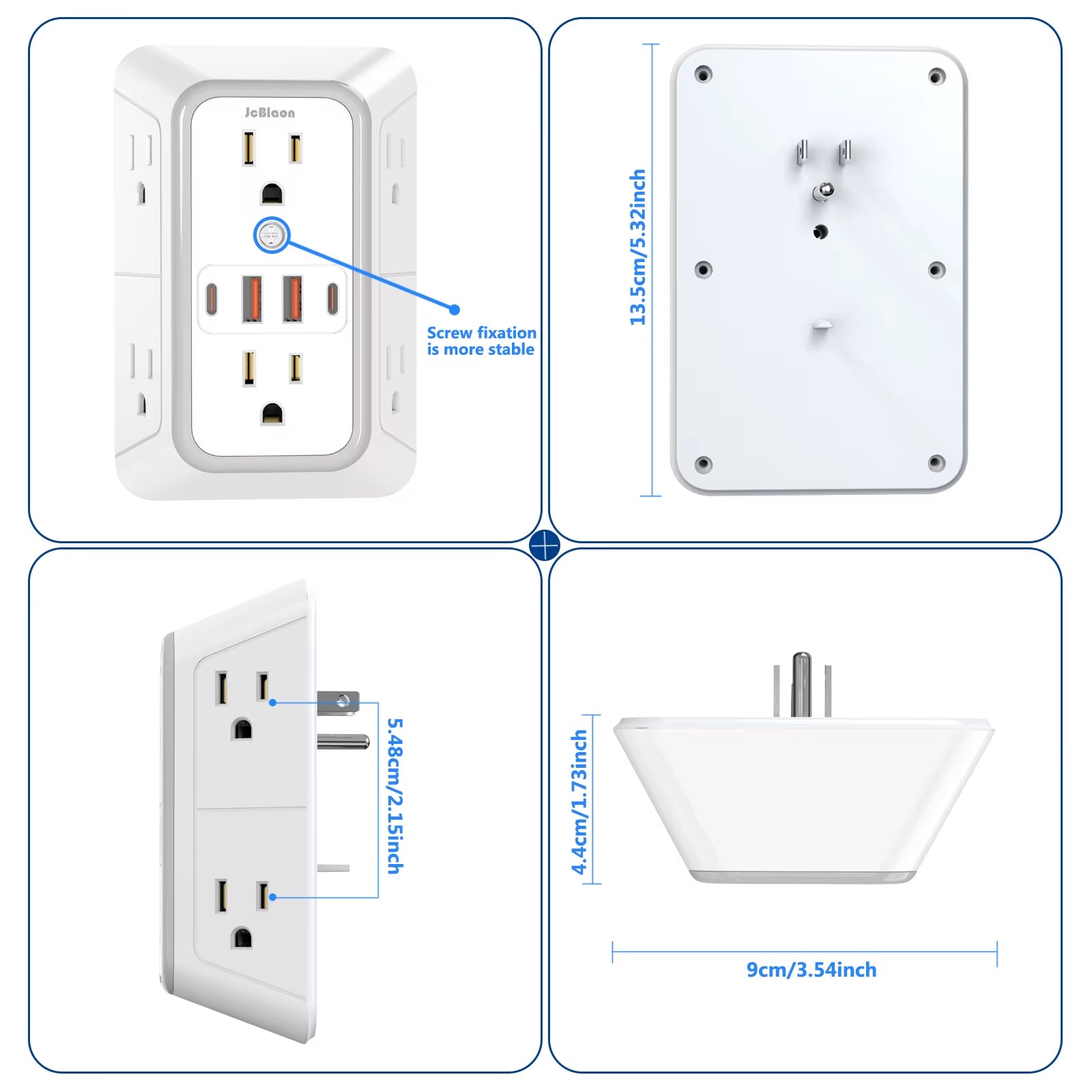 Professional Power Strip with 6 AC Outlets and 4 USB Ports (2 Type C), Universal Wall Socket with Network Filter and Fast Charging Capability