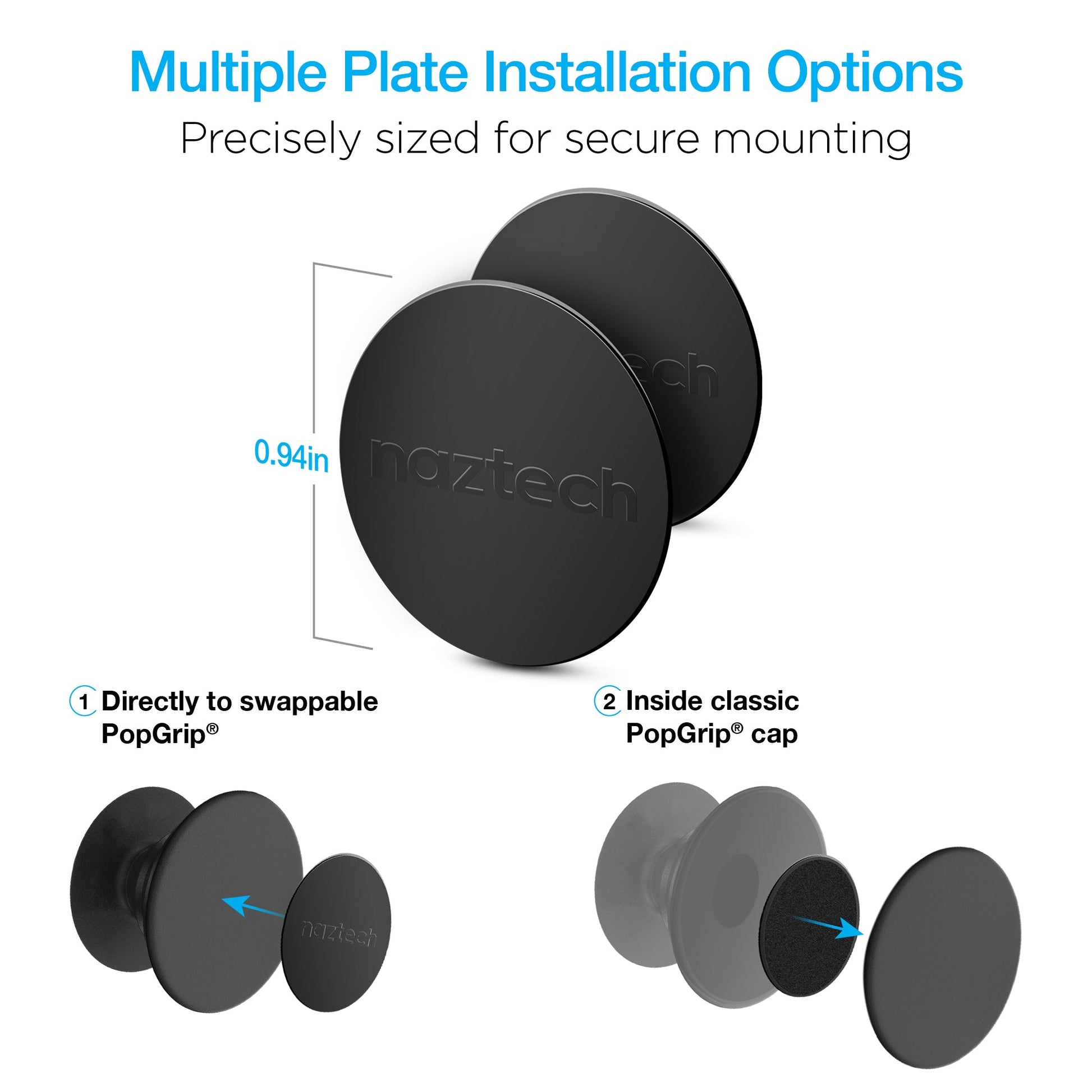 Naztech MagBuddy Universal Round Plates – Wireless Charging Compatible -magnetic