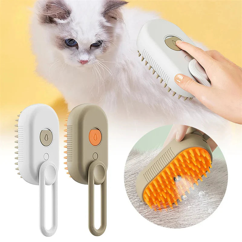 3-in-1 Electric Pet Steam Brush – Grooming, Massage & Hair Removal for Cats & Dogs