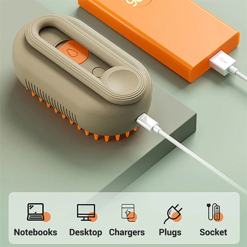 3-in-1 Electric Pet Steam Brush – Grooming, Massage & Hair Removal for Cats & Dogs
