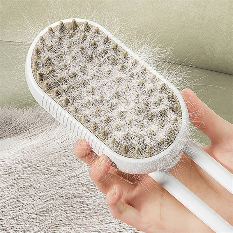 3-in-1 Electric Pet Steam Brush – Grooming, Massage & Hair Removal for Cats & Dogs