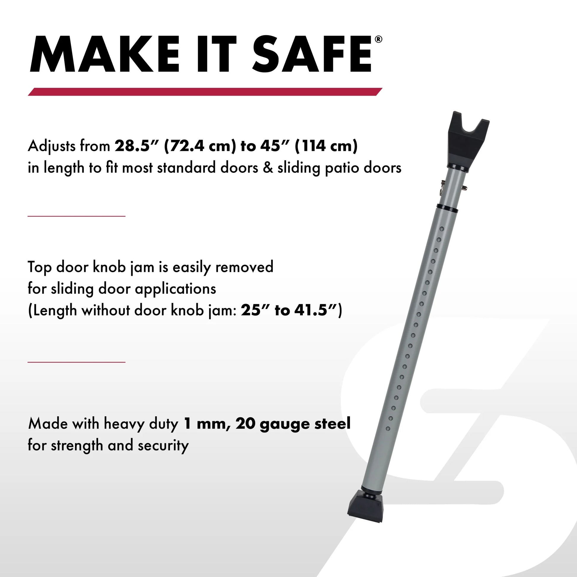 Door Security Bar, Adjustable 2-In-1 Home Security Door Bar