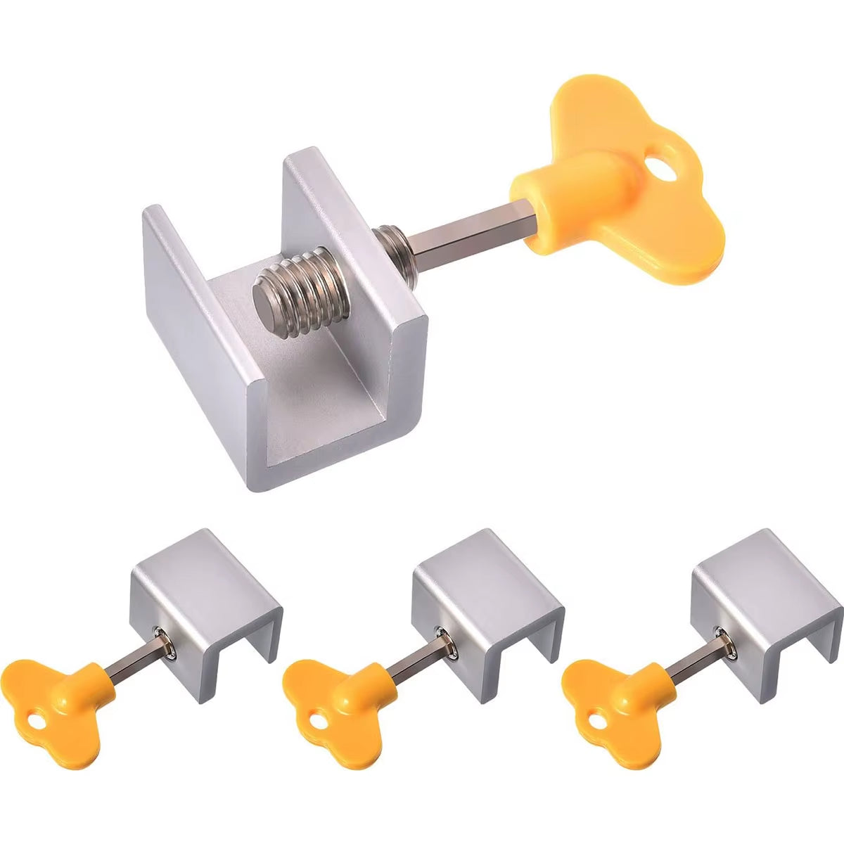 4Pcs/Set Sliding Window Locks Door Security Locks Window Stopper Window Security Bars with Key Adjustable Windows Security Locks