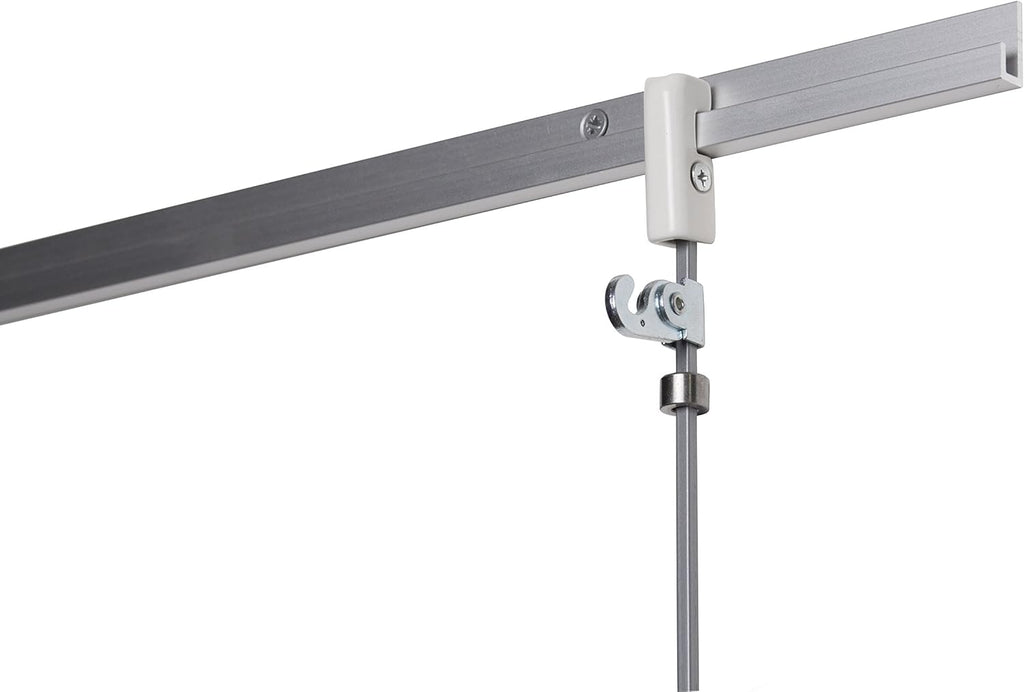 STAS Art Hanging Set: STAS J-Rail Max Security Rod 4X4 White 200 Cm + Security Hook + Security Cap