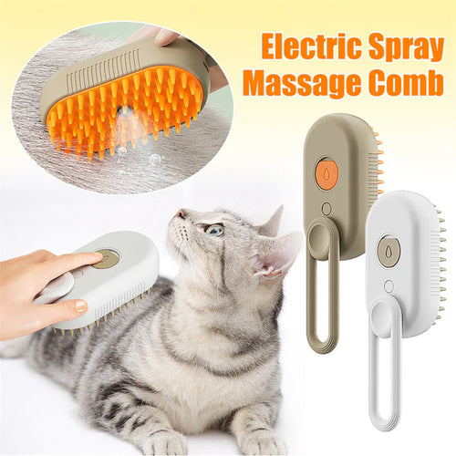 3-in-1 Electric Pet Steam Brush – Grooming, Massage & Hair Removal for Cats & Dogs