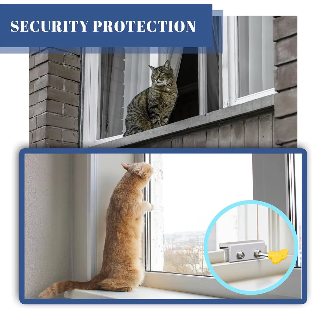 4Pcs/Set Sliding Window Locks Door Security Locks Window Stopper Window Security Bars with Key Adjustable Windows Security Locks