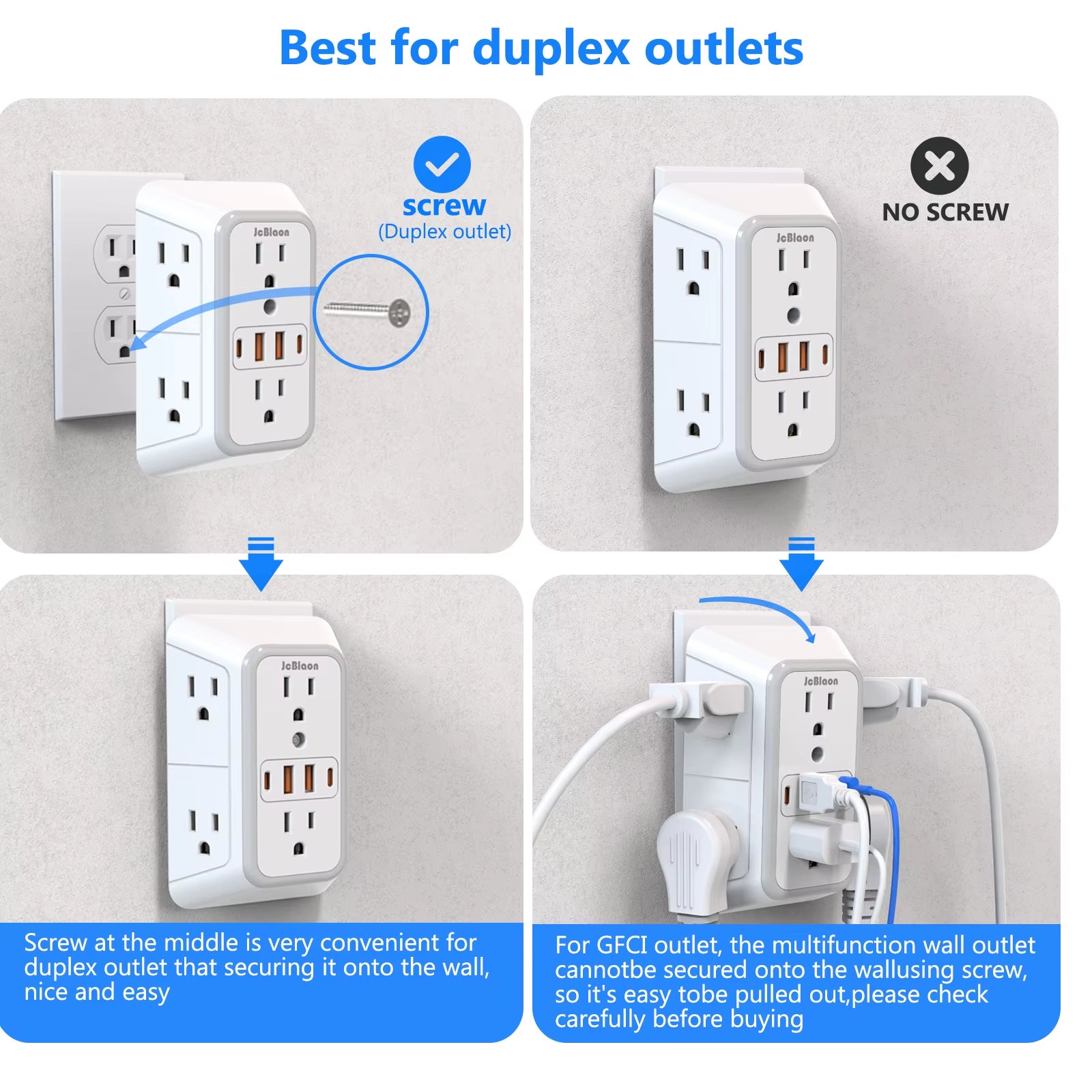 Professional Power Strip with 6 AC Outlets and 4 USB Ports (2 Type C), Universal Wall Socket with Network Filter and Fast Charging Capability