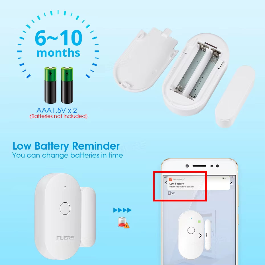 Tuya Smart Home Wifi Door Sensor Door Open Detectors Security Protection Alarm System Home Security Alert Security Alarm